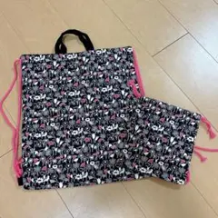 ハンドメイド　サップサック　体操着　コップ　ポーチ　巾着　学校　セット　紐付きのサムネイル
