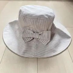 【美品】BEAMS（ビームス）リボン付き ストライプ柄 ハットのサムネイル