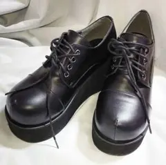 厚底 ローファー プラットフォーム 革靴 レースアップ コスプレ 中古品