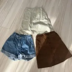 デニムショートパンツとスカートセット