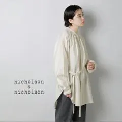 日本製【nicholson&nicholson】長袖ギャザーブラウス　綿　36のサムネイル