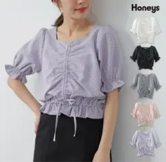 Honeys ギンガムチェックブラウス 半袖