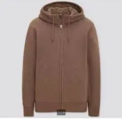 UNIQLO ボアスウェットフルジップパーカー　 ブラウン　L　裏起毛　廃盤色