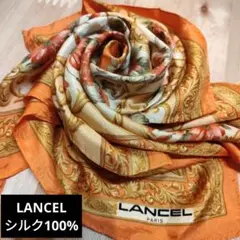LANCEL フラワーパターン‪☆シルク100% スカーフのサムネイル