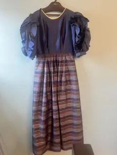 ヴィンテージ 貴重 バルーンスリーブボーダー柄ワンピース