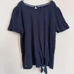 NAUTICA 【M】ネイビー Tシャツ 前結び シンプルのサムネイル