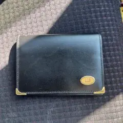ダンヒル カードケース レザー ロゴプレート ゴールド金具 ブラック