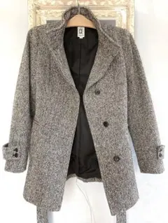 MICHEL KLEIN PARIS ツイードジャケット 38ウール混 ベルト付