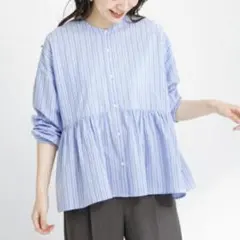 アーバンリサーチ SONNY LABEL ロープドビーペプラムシャツ ブルー