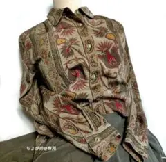 ヴィンテージ 激レア 昭和レトロ ペイズリー柄 花柄 総柄 ブラウス シャツ
