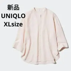 新品☆UNIQLO リネンブレンドバンドカラーシャツ XLサイズ