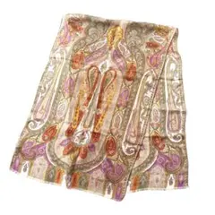 エトロ　ストール　ペイズリー柄　カシミール柄　ピンク　グリーン　ベージュ系