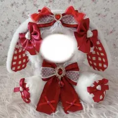 ♡お座り１６ｃｍぬい服♡うさぎの着ぐるみ♡ゆめかわおすわりぬいぐるみ♡赤色