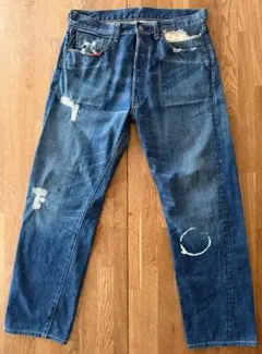 55年復刻 リーバイス 501XX ビッグE 赤耳 ダメージ&リペア加工 W36