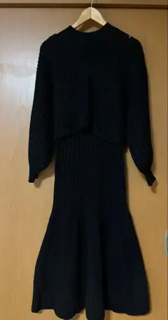 GRLブラックニットセットアップ長袖 マーメイドワンピース