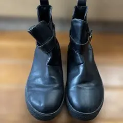 合皮サイドゴアショートブーツ ブラック 金具付きS