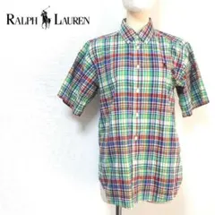【美品】Ralph Llauren マドラスチェック BD 半袖 シャツ 160