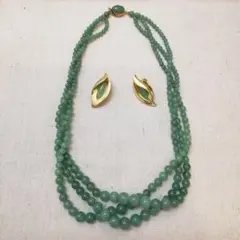 VENDOME　翡翠　ネックレス　＆　イヤリング　三連