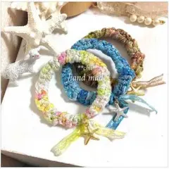 ○ 850yen..手染めリボンのシュシュブレス ○ °