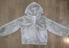 【GLOBAL WORK】洗えるフワモコファーZIPパーカー160cm