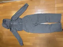 ブラウン フード付きジャージスウェット上下セット セットアップ