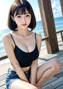 月屋 A4 ポスター 4K 高画質 写真 美女 キャミ ショーパン R0109