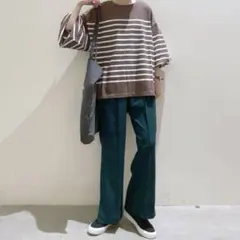 【niko and】ボーダー長袖Tシャツ M 春秋トップス