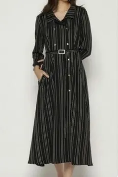 REDYAZEL レディアゼル　ストライプトレンチシャツワンピース　ブラック