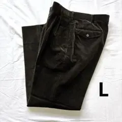 【Lサイズ】コーデュロイ ツータック　センタープレス　スラックス　ダークブラウン