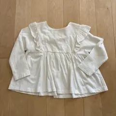 ZARA ザラ　ホワイト　フリル長袖ブラウス　チュニック　刺繍トップス　長袖