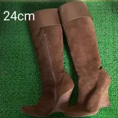 ZARA☆焦げ茶スエード ロングブーツ 　37size