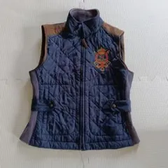 ラルフローレン ネイビー キルティングベスト S　乗馬