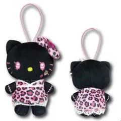 ハローキティちゃん　豹柄　ぬいぐるみ　ストラップ　黒