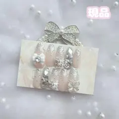 【現品】ネイルチップ ワンホン フレンチガーリー スナ系 ラメグラ 埋めつくし