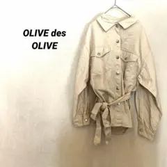 4553K○オリーブデオリーブ ミリタリー シャツジャケット アイボリー　上着のサムネイル