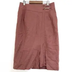 ピンキーアンドダイアン【40】スリット入り膝丈タイトスカート　サーモンピンク