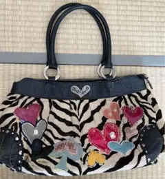 ゼブラ柄ハートデザインハンドバッグ