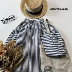 c103＊新品 ナチュラルランドリー 先染めファインツイルギャザーカラーシャツ