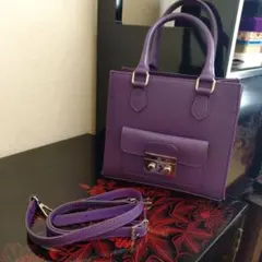 COMTES ホースヘア パープル ハンドバッグ 2way ショルダーバッグ 