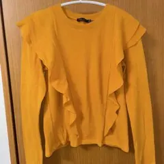 Bershka フリル リブニット マスタード