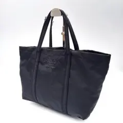 PRADA プラダ 刺繍ロゴ ハンドバッグ トートバッグ テスートナイロン 黒のサムネイル