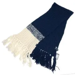 ARMANI ウール マフラー ネイビー アイボリー aq12691のサムネイル