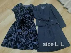 大きめサイズ/花柄ドレスとジャケット、スカート3点セット　セレモニースーツ