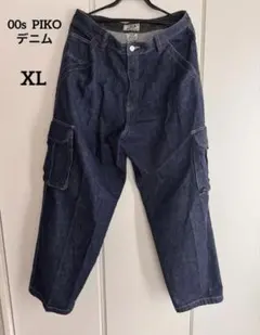 PIKO】 90s ピコ デニムカーゴパンツ ワイドバギー Y2K 刺繍ロゴ