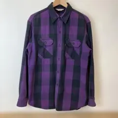 希少90s/OLD GAP 】バッファローチェック ネルシャツ パープル - メルカリ