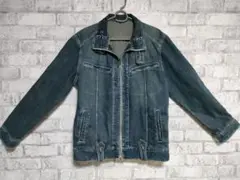ダークブルー ジップアップデニムジャケット L
