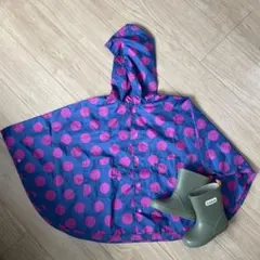 キッズ　レインブーツ　長靴16 ポンチョセット　レインコート