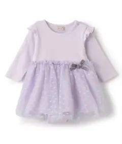 薄紫色 フリル付きロンパース 70 petit main プティマイン