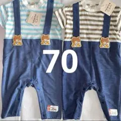 70 トミカ 半袖 カバーオール ロンパース 2枚セット 乗り物