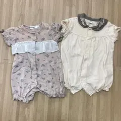 ベビー　服　赤ちゃん　カバーオール　セット　70 女の子　夏　半袖　白　ピンク